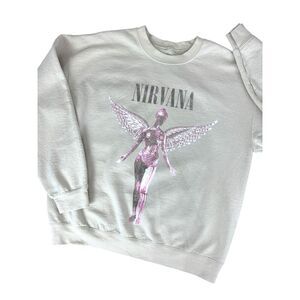 Nirvana in Utero crewneck Cream Sweatshirt Unisex Size Large‎
